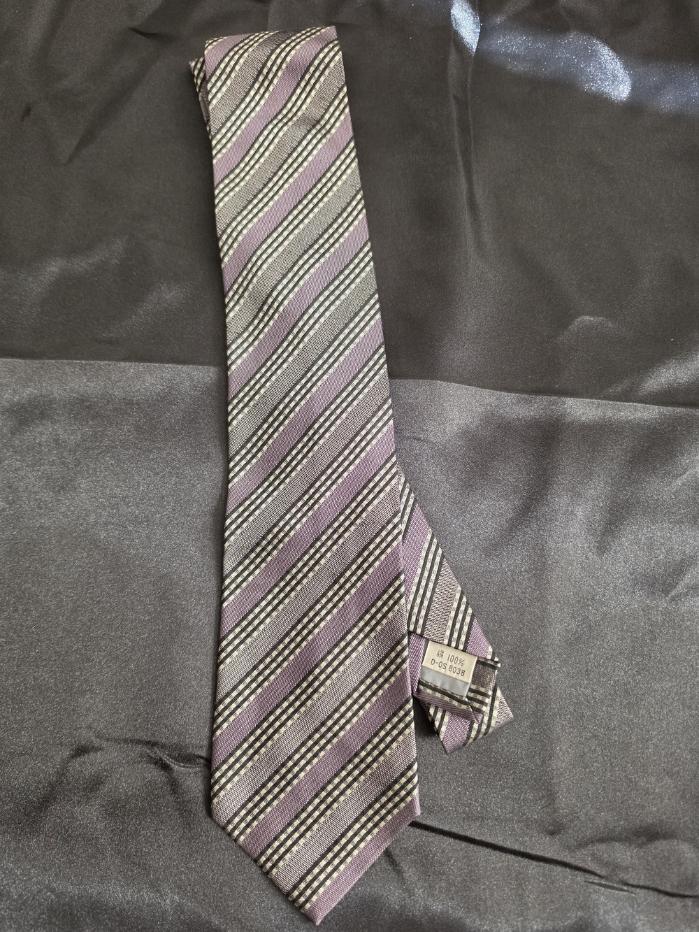 100% Silk Kansai JapanesePurple Striped Men’s Tie